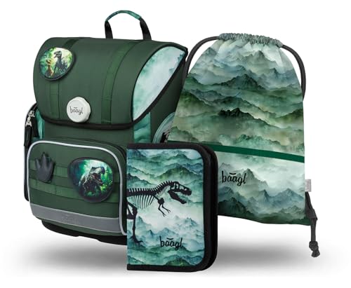Baagl Schulranzen Jungen Mädchen Set 3 Teilig, Ergo Schultasche für 1....