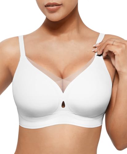 Image of Popilush Womens Wireless Push Up Bra Comfortable Supportive Everyday Bra | Support & Lift, No Underwire, Full Coverage, Flexible Fit, V Mesh Crossover, Soft Breathable Fabric, All Day Comfort