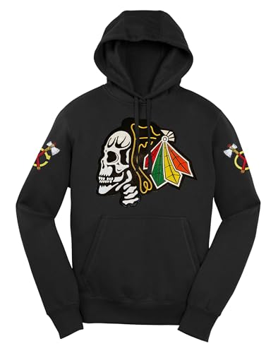 Fear The Feathers Skull Chicago Hockey Hoodie