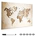 Navaris Tablica magnetyczna tablica memo ze szkła - tablica magnetyczna 90x60 cm do opisywania - tablica magnetyczna wraz z uchwytem magnetycznym - World Map Vintage