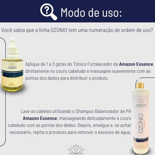 Kit Restauração Capilar com Ozônio Amazon Essence, Tônico Fortalecedor 30ml e Shampoo Balanceador de