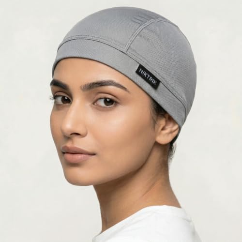 Image of Unisex Helmet Skull Cap for Bikers & Cyclists, Polyester Head Cap, Hair Inner Helmet Cap for Men, Sweat Cooling Beanie Cap, Skull Mask for Summer, Bike Accessories