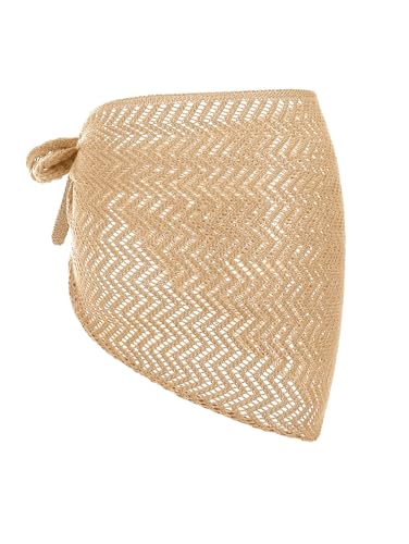 Image of ZAFUL Sarong Coverups for Women Beach Vacation Fishnet See Thru Tie Side Bathing Suit Cover Up Mini Skirt