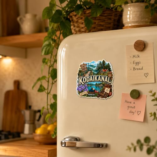 Image of Zesta Wooden Fridge Magnets Set | Refrigerator Decor Magnets for Kitchen | India Souvenir Fridge Magnet Collection | Wooden Magnet for Fridge Door Decoration (Kodaikanal)