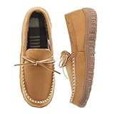 VLLy Mens Moccasin Slippers Breathable Memory Foam House Slippers Indoor/Outdoor House Shoes Beige US 10
