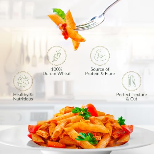 Image of Del Monte Penne Pasta (Imported) | Durum Wheat Semolina| No Maida | High in Dietary Fibre | Source of Protein | Cholesterol Free | Low Calories | No Artificial Ingredients, Salt & Sugar | 500g