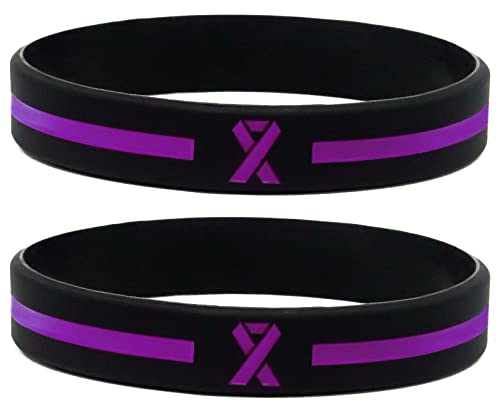 Giftphoria Purple Awareness Ribbon Wristbands (6-pack) - Silicone Rubber Support Bracelets for Men Women Boys Girls - Purple Awareness Ribbon Accessories in Bulk, Silicone Rubber
