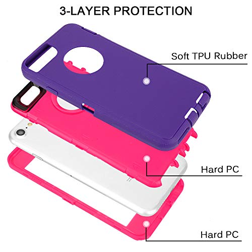 Maxcury Iphone 6 Plus/6S Plus Case, Heavy Duty Shockproof Series Case For Iphone 6 Plus/6S Plus (5.5") With Built-In Screen Protector Compatible With All Us Carriers (Purple/Peach) #TOP1