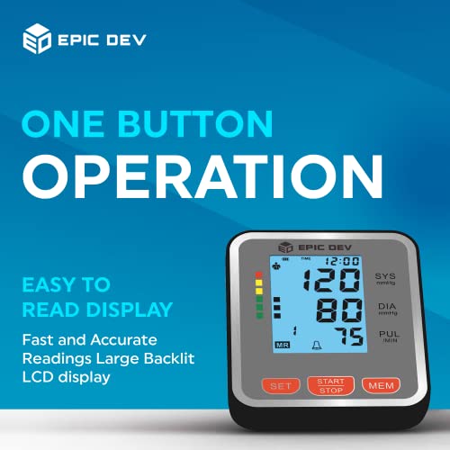 Digital Blood Pressure Monitor - Automatic Upper Arm Blood Pressure Monitor - Automatic Digital Machine With Uppre Arm Adjustable Large Cuff, Large Backlit Lcd Digital Display #TOP2