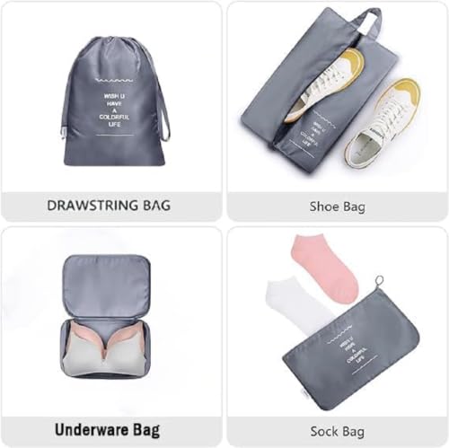 Image of QONETIC 7pcs Set Travel Organizer Packing Cubes Lightweight Travel Luggage Organizers with Laundry Bag or Toiletry Bag Laundry Organiser, Multicolor
