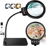 30X 12X Magnifying Glass with Light and Stand...