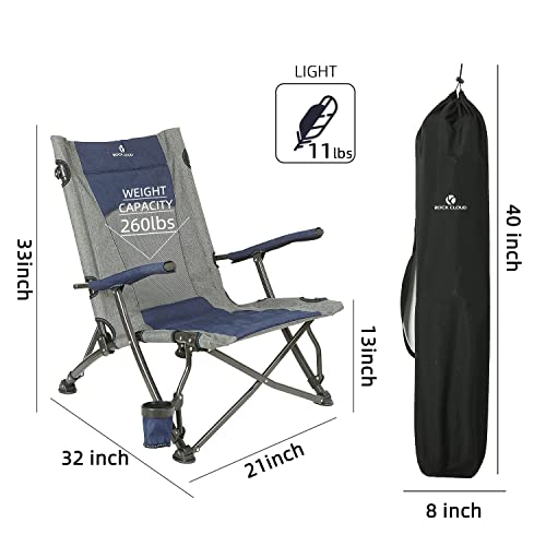 Rock Cloud Portable Folding Camping Chair Low Beach Chairs For Camp Lawn Hiking Sports Hunting, Navy #TOP1