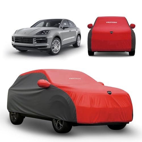 Image of PROTEGO Prime Series India's 1st Anti-Tear Car Cover for Porsche Cayman | Heavy-Duty, Custom Fit, All Weather Protection | 100% Waterproof, Windproof & Hail Resistant | 2-Year Warranty | Red + Black