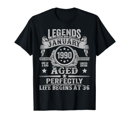 36th Birthday Men Legends were Born in January 1990 Vintage T-Shirt