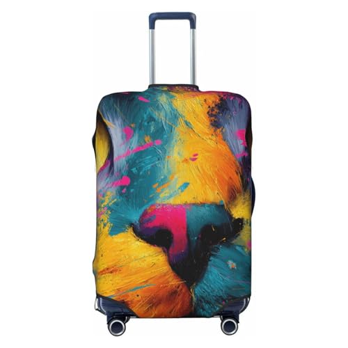 Cat Color Splash Style Elastic Travel Luggage Covers Dustproof Scratch-Resistant Suitcase Protector Fit 22-24 Inch
