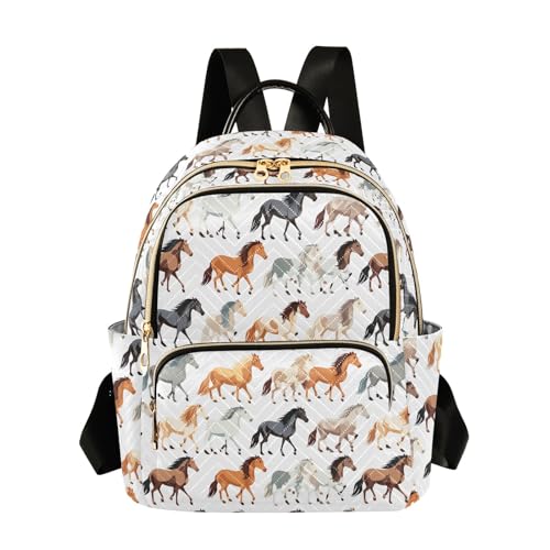 CHIFIGNO Colorful Horse Backpack Purse for Women Travel Lightweight Backpacks Fashion Backpack Cute Ladies Shoulder Bags