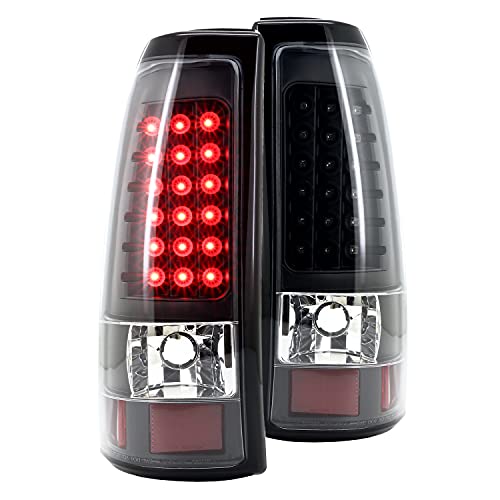 Spec-D Tuning Black Housing Clear Lens LED Tail Lights Compatible with Chevy Silverado 1500 2500 HD 2003-2006, 04-06 3500, GMC Sierra, 2007 Classic Models, L+R Pair Taillight Assembly