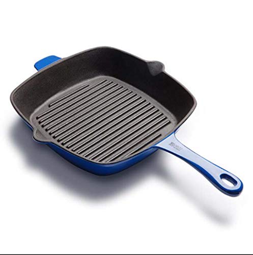 Preisvergleich Produktbild DDHZTA Gusseisernen Steak-Spezialtopf Household Gas ungestrichenen physischen Antihaftstreifen Pfanne Gusseisen ungestrichenen Rauch weniger,Blau