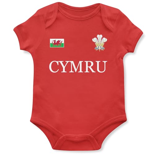 Cymru Badge Babygrow Babies Boy Girl Rugby Welsh Six Supporters Nation 6 Wales Baby Vest, 12-18 Months, Red