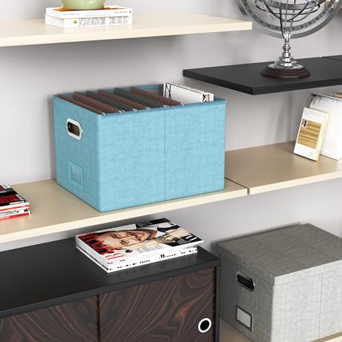 Oterri File Organizer Box,Filing Box with Lid,File Box for Letter/Legal File Folder Storage, Portable Hanging File Box for Office/Decor/Home,1 Pack,Light-blue-Box only - Thumbnail 7