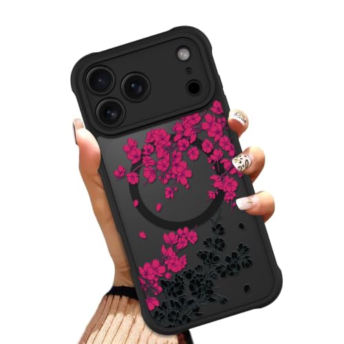 OOK Hot Pink Floral Flowers Phone Case Made for iPhone 18 Pro 6.3 Inch