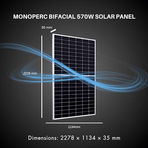 Image of Bluth Solar Solar Panel 550W Bifacial Monoperc 144 Half-Cut Cells High Efficiency Rooftop Solar Pane Kit for Home & Commercial Use 1500V DC IP68 MC4 Connector Black