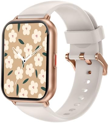 （12:30時点） RUIMEN スマートウォッチ 通話機能付き レディース Smart Watch iPhone アンドロイド対応 女性生理周期管理 歩数計 腕時計 着信通知 懐中電灯 天気予報 音楽制御 IP68防水 長持ちバッテリー ストップウォッチ 目覚まし時計 長座注意 スマート探す 日本語説明書 (ベージュゴールド)