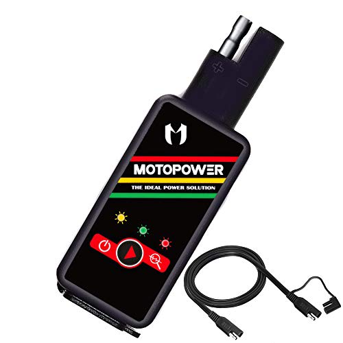 MOTOPOWER MP0620B Chargeur double USB pour moto 4,2 A SAE vers USB Adaptateur avec moniteur de batterie Interrupteur de contrôle Cover