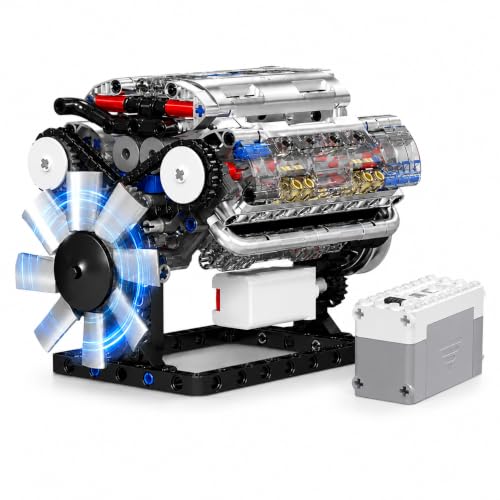 V8 Engine Model Kit 535 PCS Build Your Own Mini Working Engine Educational 8-Cylinder Petrol Car Engine Replica Creative Gift Building Kit for Teens Adults Boys Girls 14 Plus