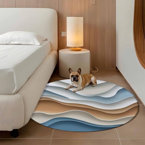 aimarisz 4ft Round Abstract Water Ripple Area Rug for Dining