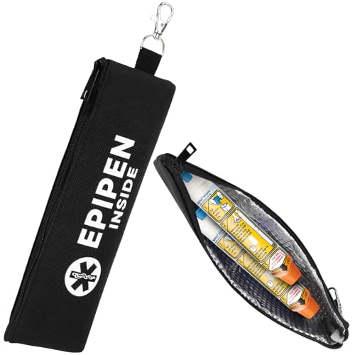 SUNMON EpiPen Carry Case Insulated for 2 Pens Travel Epipen Holder Bag Outdoors Epipen Case for Walking or Running (1 Pack Black)