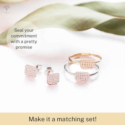 MAX + STONE Solid 10k Gold Pave Diamond Ring for Women | Emerald Shaped White & Yellow Gold Diamond Ring for Women | Real Diamond Promise Ring for Her Gold | Diamond Gold Ring Sizes 6-83