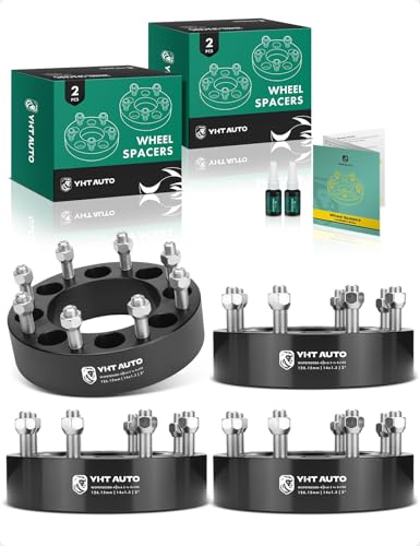 YHTAUTO 8x6.5 inch to 8x180 mm Wheel Adapters 2 inch Compatible with Chevrolet GMC Models Wheel Tire Adapters w/ M14x1.5 & 12.9 Grade Studs 126.15 mm Center Bore 8 Lug 4PCS Black