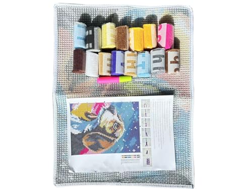 Image of GLAECYY Latch Hook Kits Rug Crochet Yarn Kit Cushion Colour Pre-Printed Canvas Rug Needlework DIY Hook and Latch Kit (Star Dog)