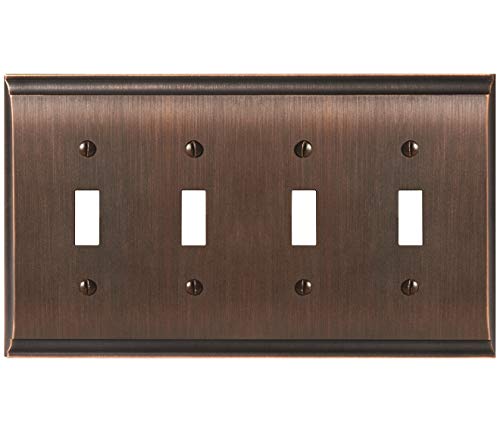 Amerock 1906989 Candler 4 Toggle Oil-Rubbed Bronze Wall Plate