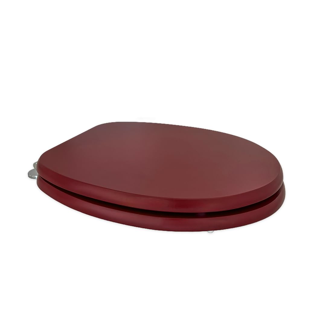 Kiamami Valentina Asiento de Inodoro Rojo Amaranto en MDF compatibilidad Universal