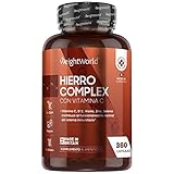 Hierro Complex 14mg - 360 Cápsulas Veganas, Suplemento de Hierro Enriquecido con Vitamina C, B12 y Zinc, Contribuye al Metabolismo Energético y Reduce el Cansancio y la Fatiga, 6 Meses de Suministro