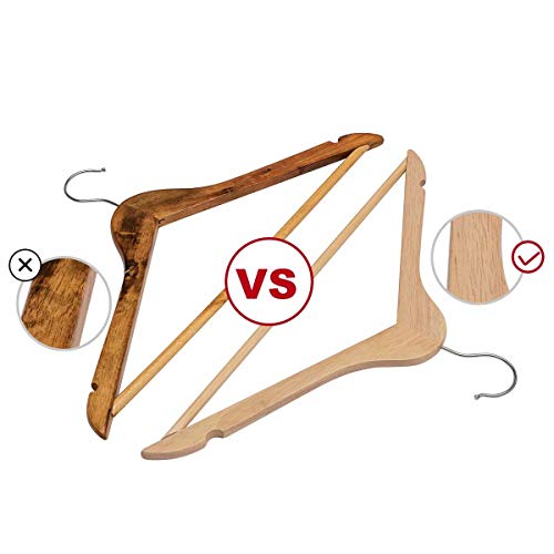 Elong Home Solid Wooden Hangers 20 Pack, Wood Suit Hangers With Extra Smooth Finish, Precisely Cut Notches And Chrome Swivel Hook, Clothes Hangers For Shirt Coat Jacket Dress thumb #6