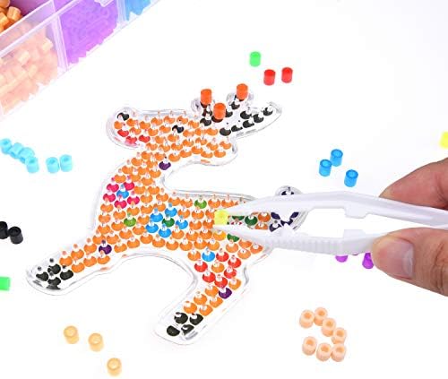 Kare & Kind Fuse Beads Pegboards - 19 pcs - Also Includes Colorful Card Templates, Reusable Ironing Paper and Tweezers - Kids DIY, Arts and Craft Activities