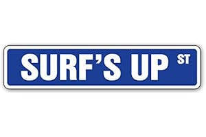 Surf&#x27;s UP Street Sign Decal Sticker Surfer Surf Board