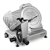 VEVOR Elektrische Aufschnittmaschine 250 mm Klinge, 240 W Allesschneider Fleischschneidemaschine mit Integriertem Schärfer und 0-12 mm Einstellbarer Schnittstärke, für Gefrorenes Fleisch Schinken