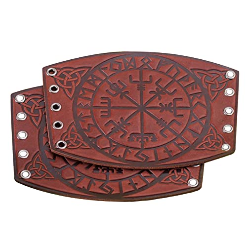 Sehaby Braçadeiras Viking protetores de braço de couro medievais Pu Viking Vegvisir em relevo bracelete luva pulseira armadura de cavalheiro para mulheres homens meninos cosplay LARP, Poliuretano
