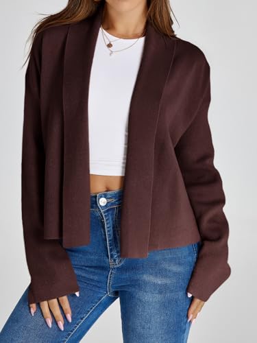Image of Saodimallsu Womens Cropped Cardigan Open Front Shawl 2026 Fall Trendy Long Sleeve Sweater Jacket
