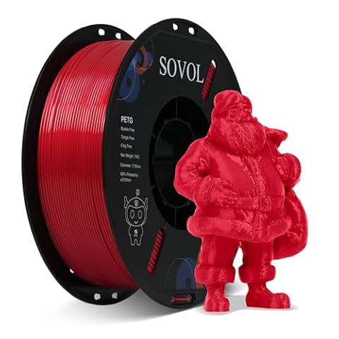 Sovol 3D Printer PETG Filament 1.75mm 1KG (2.2lbs), High Precision, Strong Toughness, Wiring Tightness, Dimensional Accuracy +/- 0.03 mm, 3D Printing PETG Filaments, Red