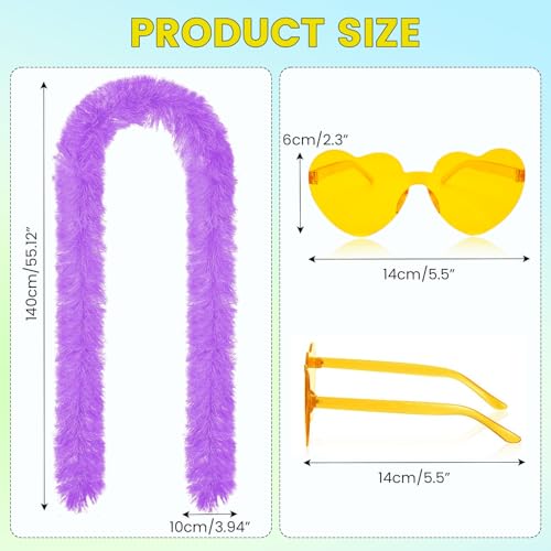 Image of 60Pcs /30Set 4.6ft Feather Boas and Heart Sunglasses