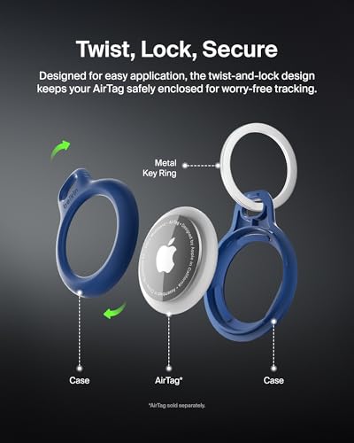 Belkin Apple AirTag Secure Holder with Key Ring - Durable Scratch Resistant Case With Open Face & Raised Edges - Protective AirTag Keychain Accessory For Keys, Pets, Luggage, Backpacks - Blue4
