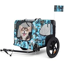 Dog Bike Trailer, Supports up to 66/88/100 lbs, Pet Dog Cart Bicycle Carrier, Easy Folding Frame with Quick Release Wheels, Universal Bicycle Coupler, Reflectors, Flag, Collapsible