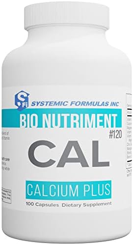 Systemic Formulas Cal Calcium Plus 100 Capsules Bio Nutriment #120. Highly Bioavailable Calcium with Vitamin D3 and K2, Zinc, Manganese, Strontium and Boron.