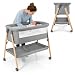 Moby-System Babybett Mili – Reisebett 0–6 Monate, Klappbar mit Matratze, Netzseiten, Stauraum, Rollen mit Bremse, Leicht & Stabil, Grau, Neugeborene, Beistellbett ohne Bohren, 9 kg Max.