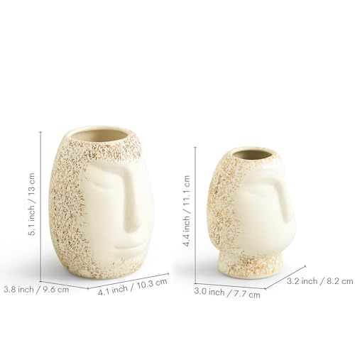 Image of ExclusiveLane 'Round Faces' Decorative Ceramic Flower Vase for Living Room Ceramic Vase for Home Decor Side Table Show Case Flower Vases Showpiece Gifts (Set of 2, 13.0 Cm, Handglazed Studio Pottery)